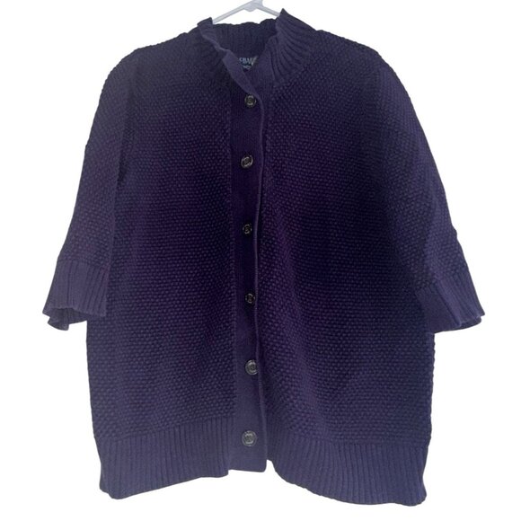 Chaps Women’s Button Down Cardigan Sweater Plus Sz 3X Purple Twee Cottage - Picture 1 of 5
